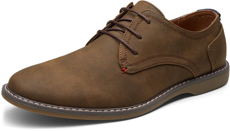 Jousen Mens Oxford Suede Business Casual Dress Shoes Plain Toe Oxfords Classic Formal Derby Shoes (AMY615 Dark Brown 14) - Image 1
